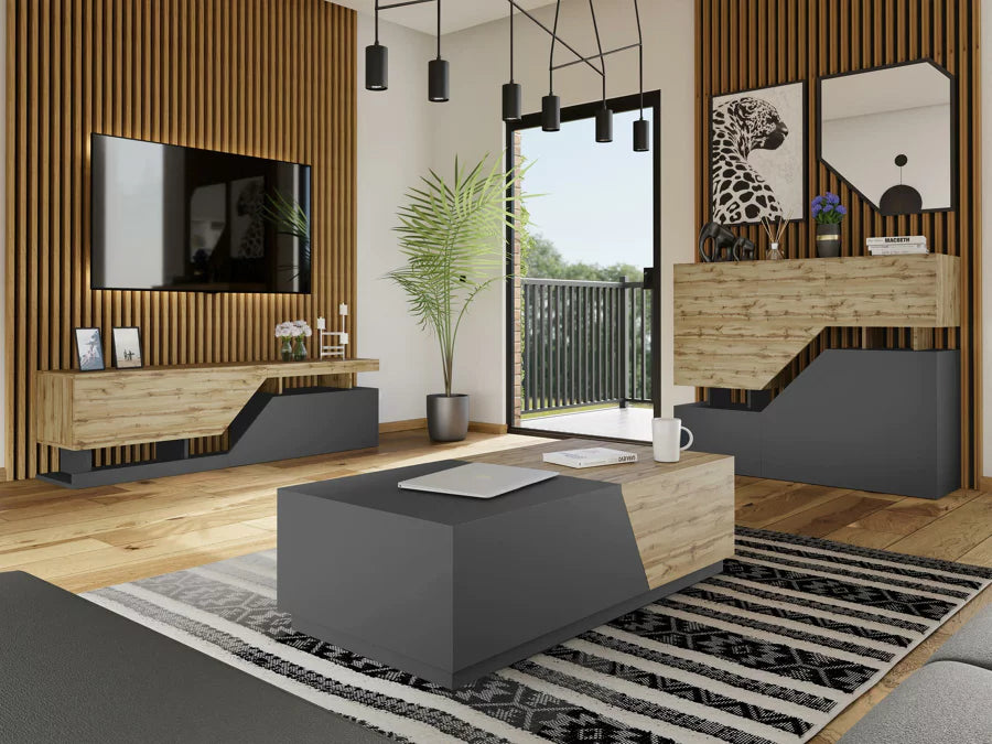 Living room set Comfivo Daldune I (Votan oak + Anthracite)